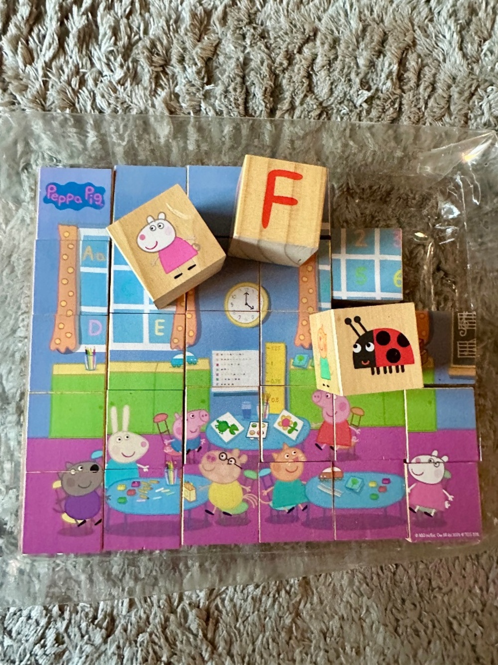Peppa Pig 30 Wooden Alphabet Puzzle Blocks Educational Toy